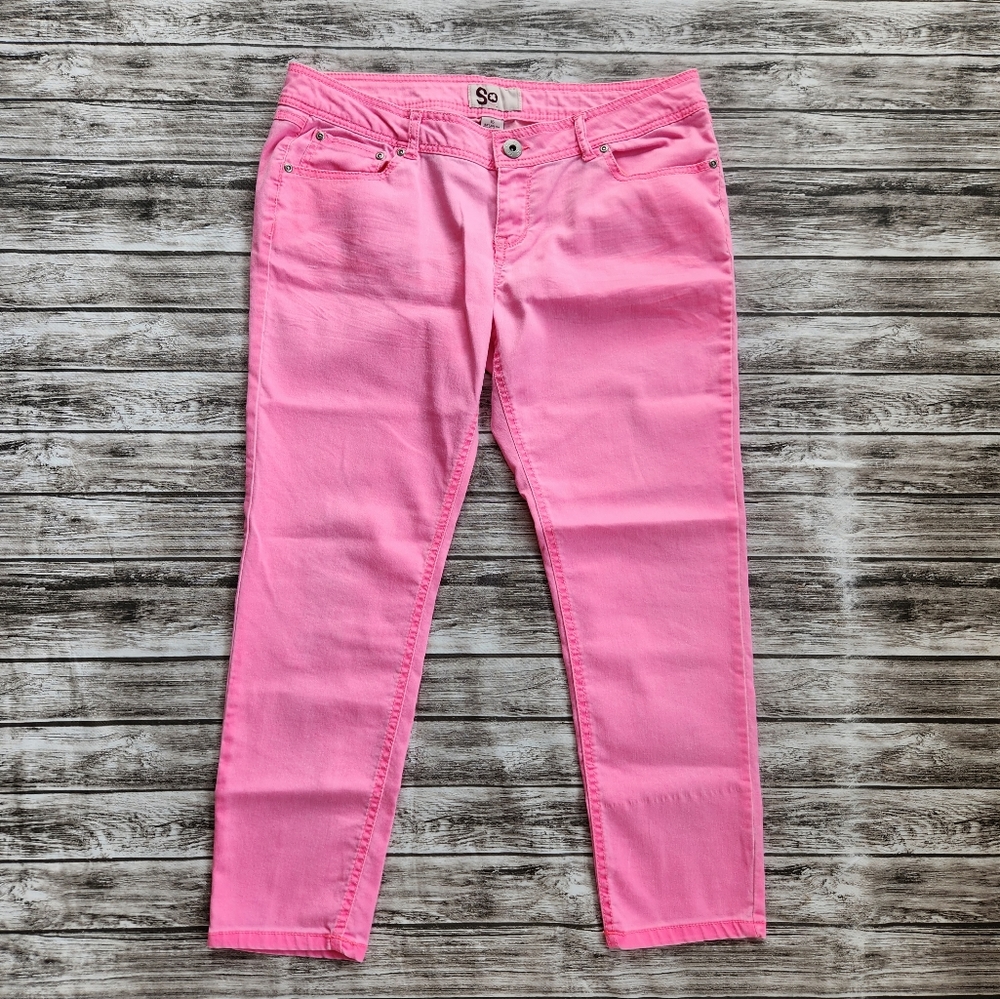 SO crop pink skinny stretch jeans